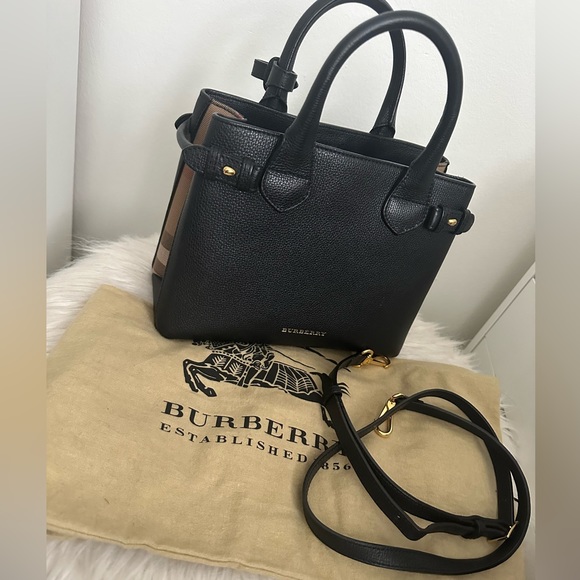Burberry Handbags - Burberry house check derby leather small banner tote